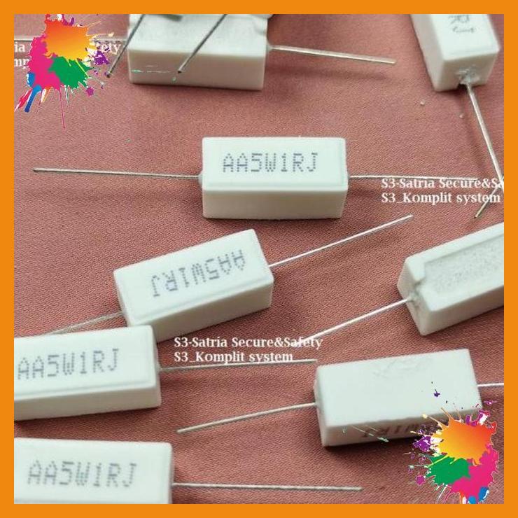 resistor kapur 5w 1r aa5w1rj 1 r 1ohm 1rohm 1rj 5w1 5w1r 5w1rj [s3s]