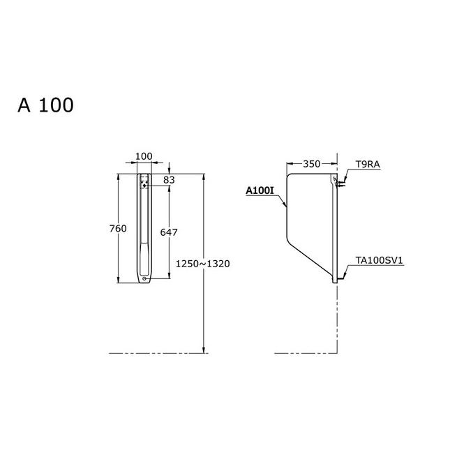 Partisi / Penyekat Urinal Toto A100
