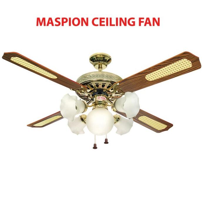 Ceiling Fan Kipas Angin Gantung Baling- Baling Kayu 5 Lampu Hias Kavitatoko