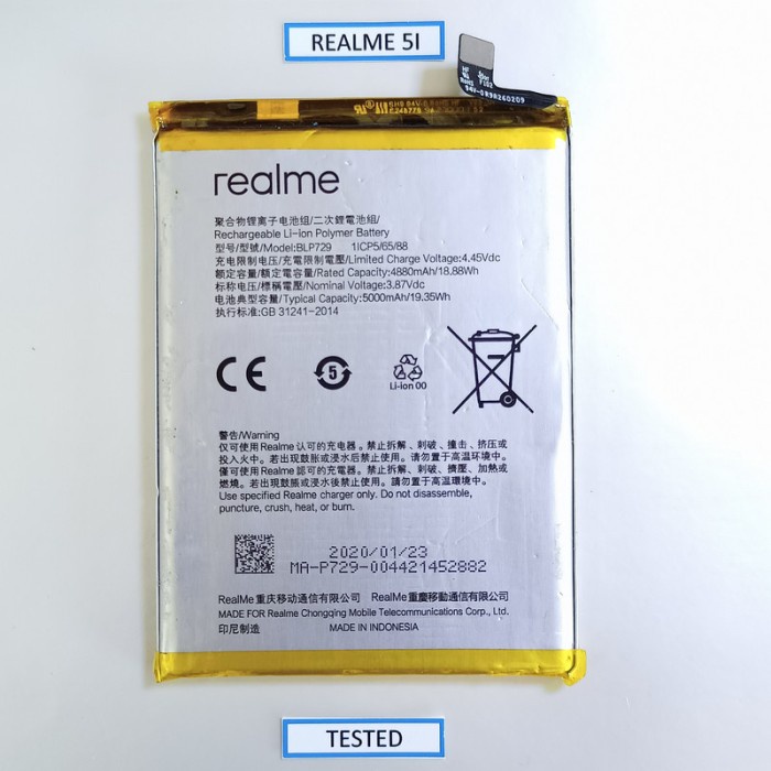 Baterai Batray Realme 5i Original Copotan