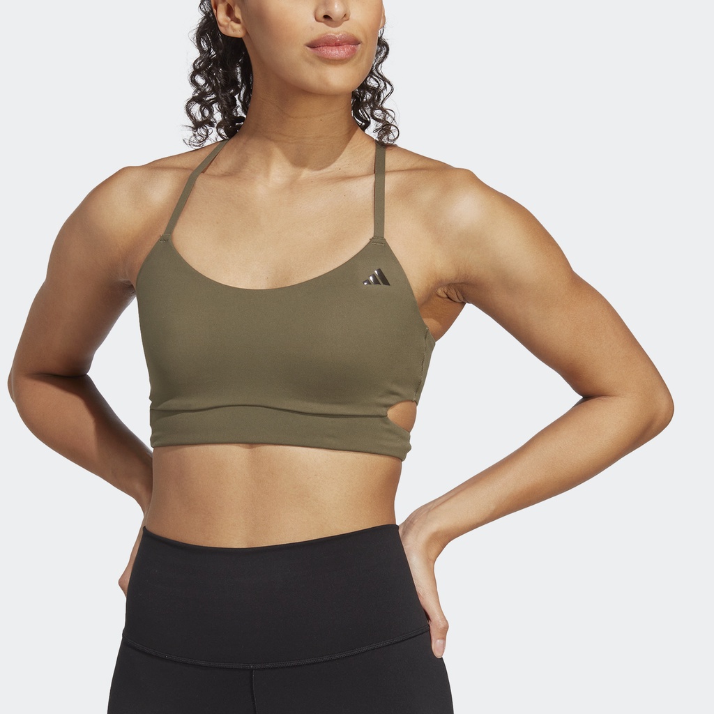 adidas TRAINING Bra Longline Light-Support Yoga Studio Wanita Hijau HY1106