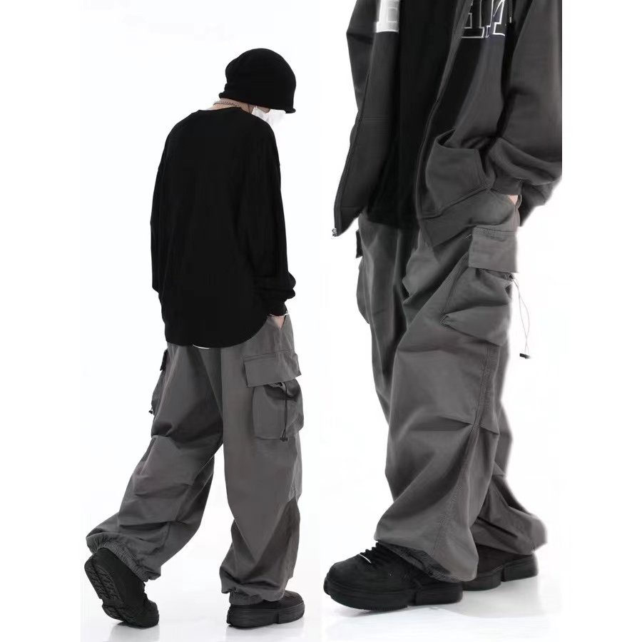 Wide-fit hiphop Cargo Pants /celana cargo panjang abu-abu pria/Celana panjang cargo premium/celana s
