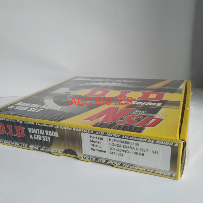 Gir Gear Set dan Rantai Roda Honda Supra X 125 FI - DID 420NSD-106LB best