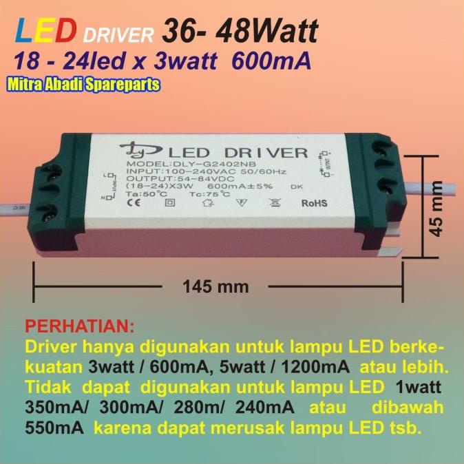 LED Driver Casing Plastik (18-24)*3W/3 Watt 600 mA DLY-G2402N