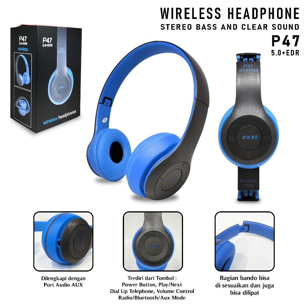 Promo Headphone Bluetooth Gaming Headset Wireless Headset Bando Kabel + Mic Extra Bass Lmnss62