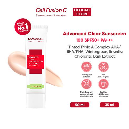 

| [cell fusion c] advanced clear sunscreen 100 with spf50+/pa+++ (35ml & 50ml) oil & sebum care / hitshop