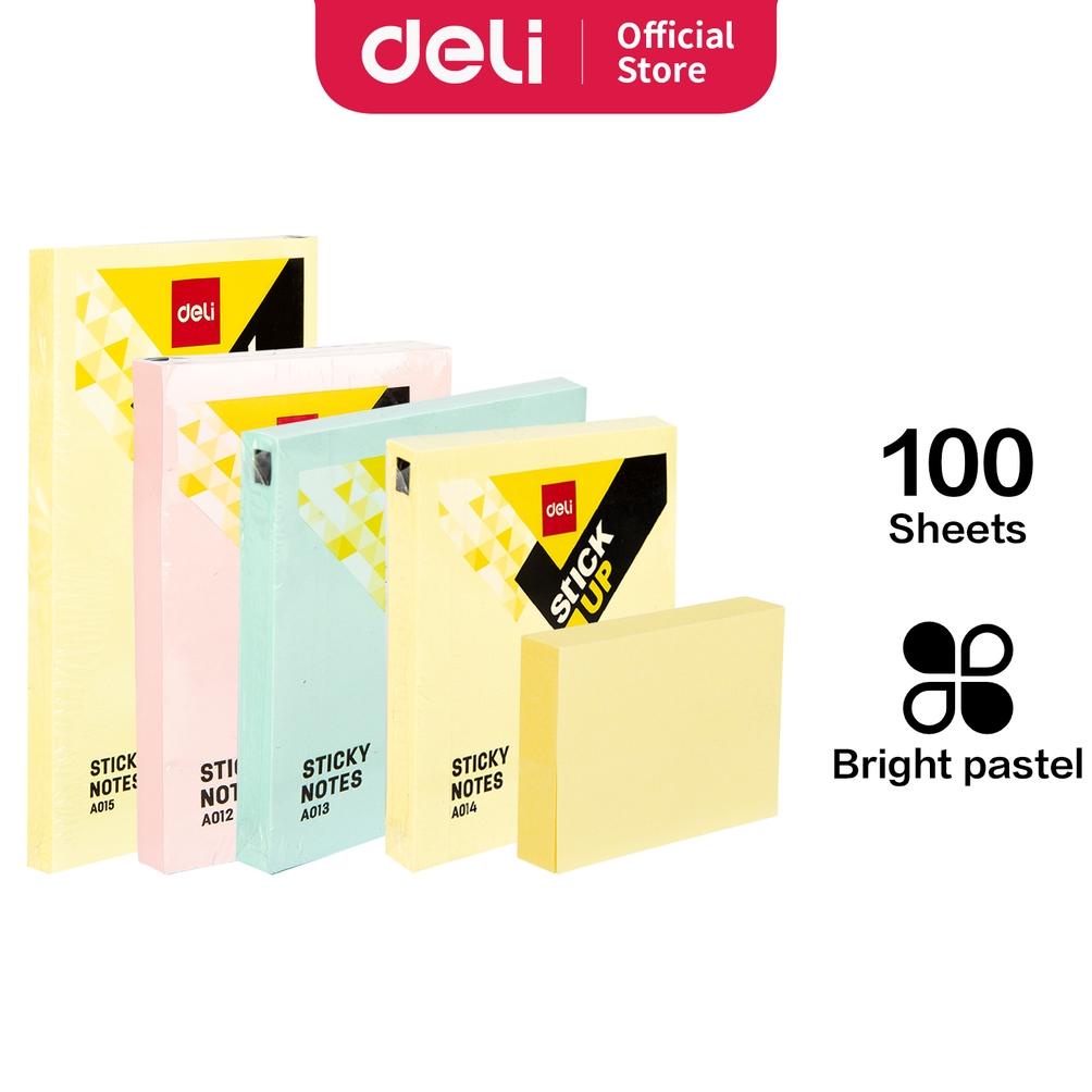 

Deli Memo Tempel Sticky Notes 3"x 2" 100sheets Warna Kuning dan Pastel, Tahan Lama