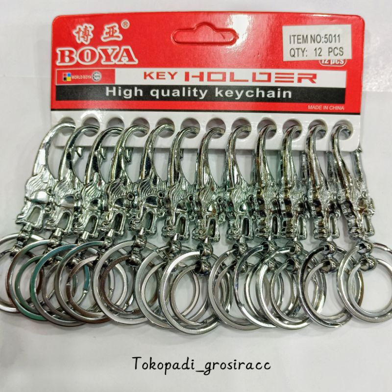 GROSIR 12PCS GANTUNGAN KUNCI RING MOTIF NAGA/GANTUNGAN KUNCI CARABINER/GANTUNGAN KUNCI RING BESI
