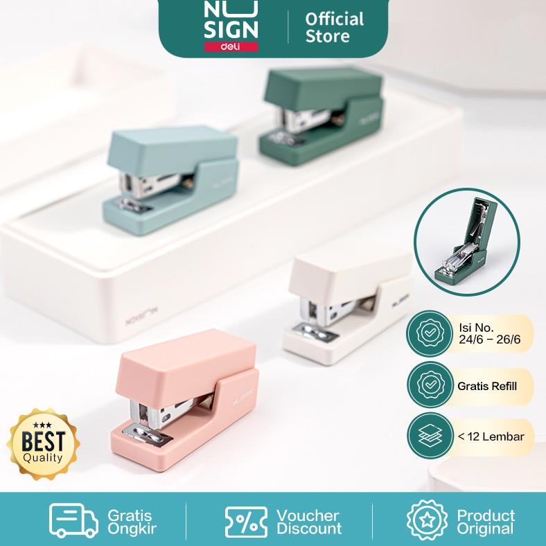 

Nusign Stapler / Stapler Mini Kapasitas Kertas 12 lembar 4 Warna Free Refill NS083-X
