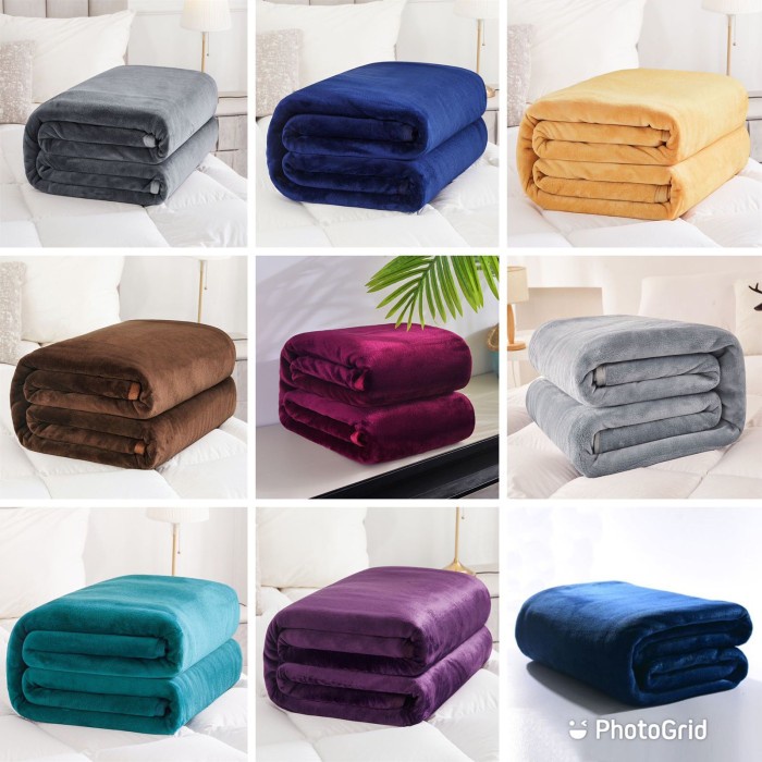 selimut Selimut Bulu Polos Ukuran Dewasa 150x200 cm (Pakai List) - Random Warna(J9H0) selimut bayi b