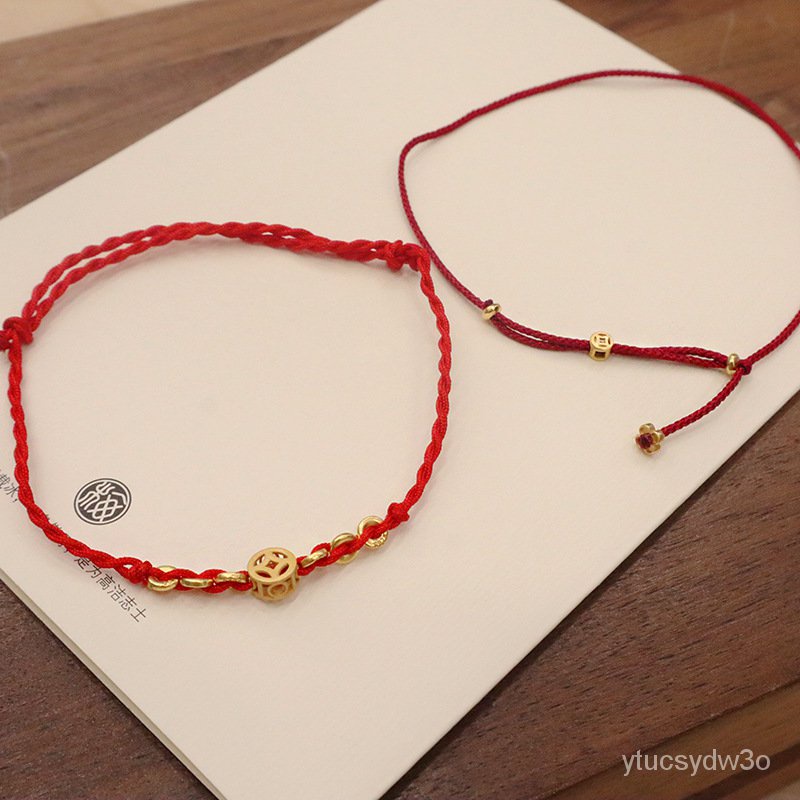 s925Perak Sterling Bunga Koin Tangan Tenun Tali Tangan Wanita Sederhana Baru Gaya Cina Desain Gaya N