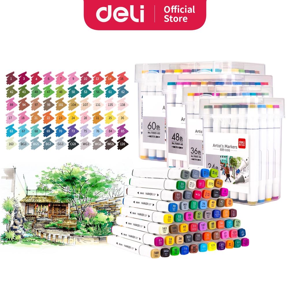 

Deli Spidol 24/36/48/60 Warna dengan Ujung Tip Ganda Desain Profesional 70801