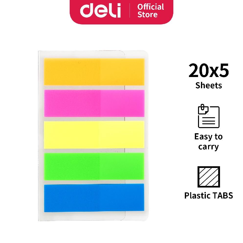 

Deli Index Memo Tabs [44 x 12 mm/ 5 x 20 Sheets/ 5 Warna] Warna perekat kuat tahan lama EA10402