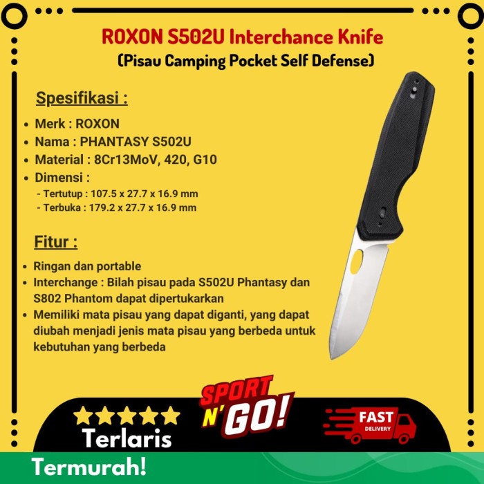 Cod Roxon S502U Interchance Knife - Pisau Camping Pocket Self Defense Kode Hm285