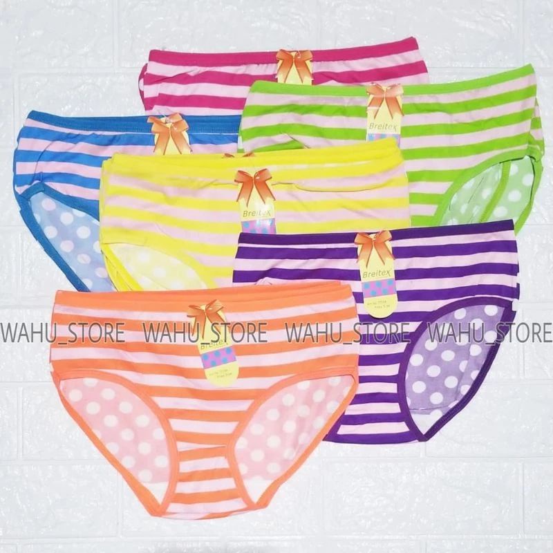 6 pcs cd wanita remaja britex termurah | celana dalam wanita motif salur garis garis breitex