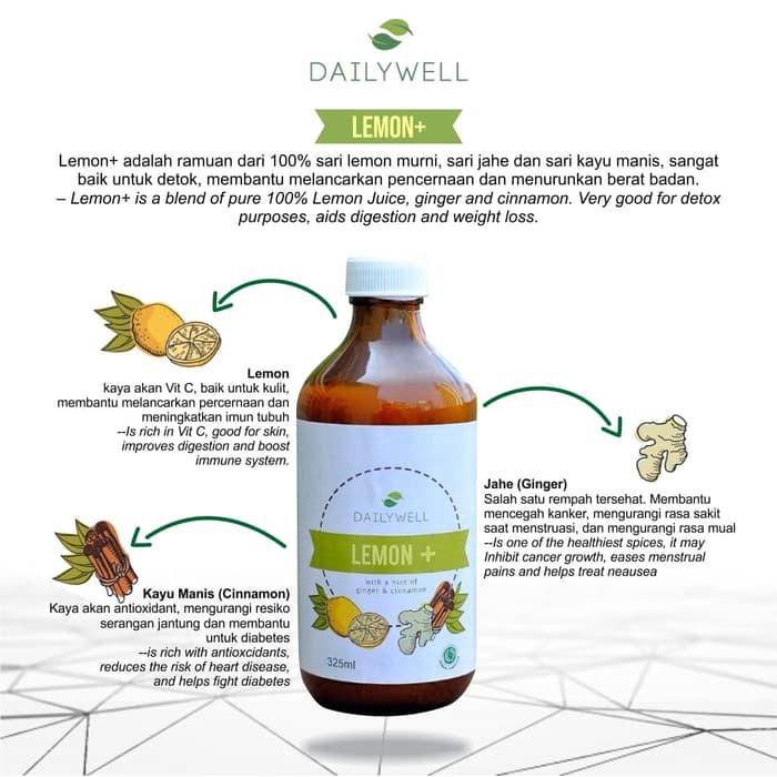 

Dailywell Lemon X Cinnamon Ginger Shot Sari Lemon Kayu Manis Jahe