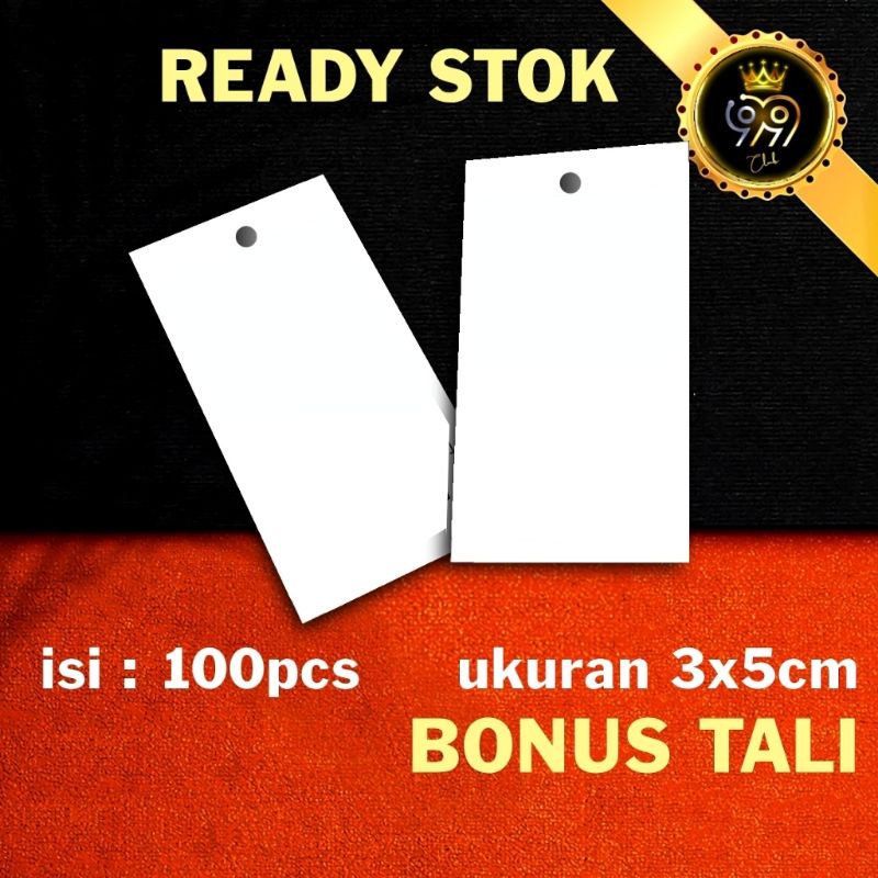 

Hantag kosongan Label Baju Polosan Bonus Tali Hantag Murah 100 pcs