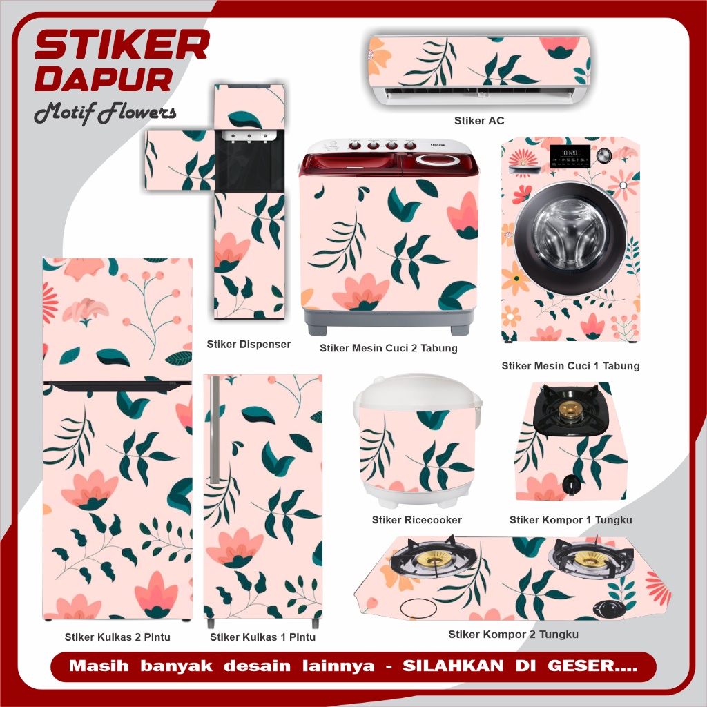 Stiker Kulkas Ac Kompor Mesin cuci Motif Bunga2 Cute 54 0.256353119481776