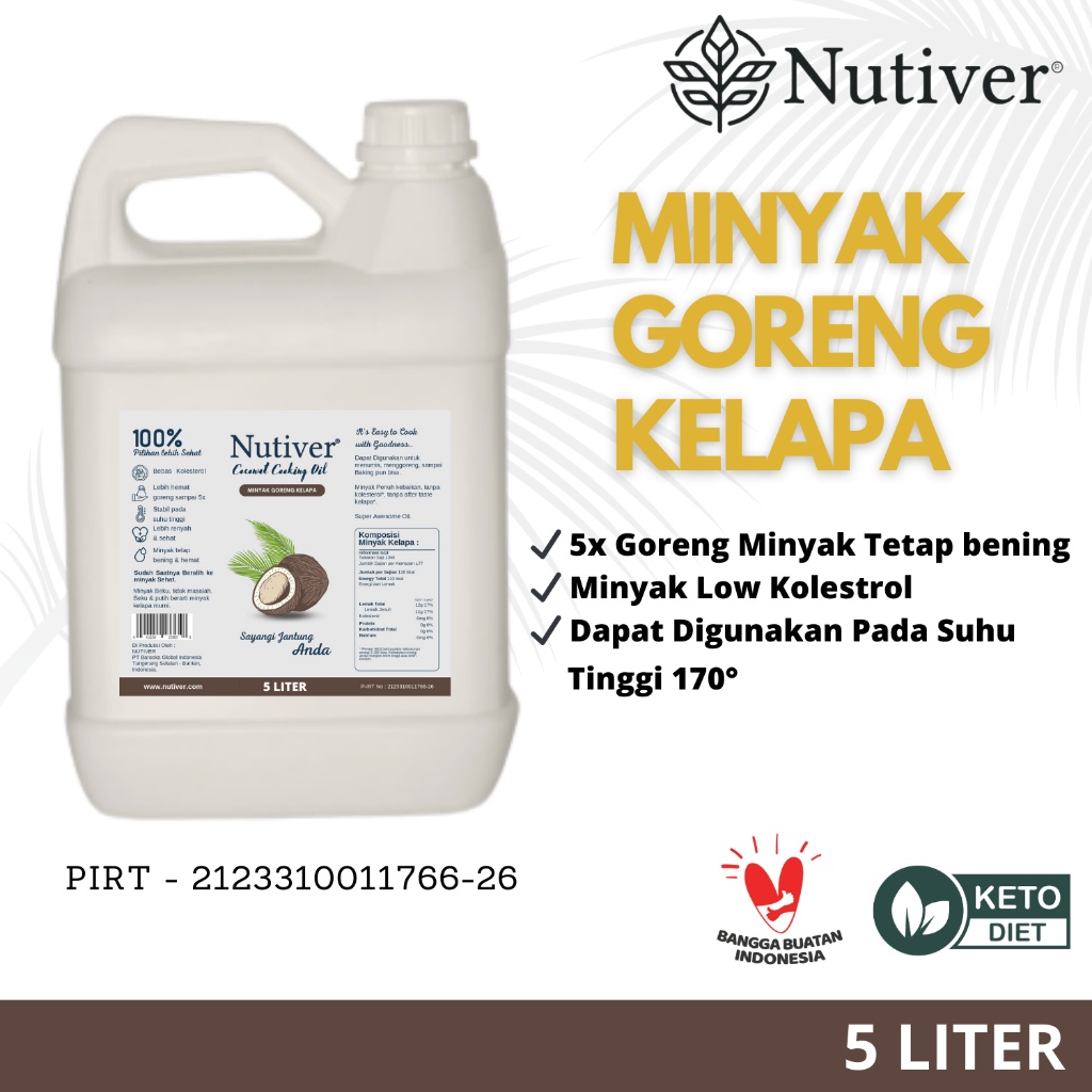 

Nutiver Coconut Cooking Oil Nyak Kelapa Murni Kelapa 5 Liter