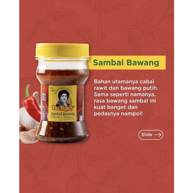 

Sambal Setopan Bu Rudy - Sambal Bajak/ Sambal Bawang / Sambal Ijo