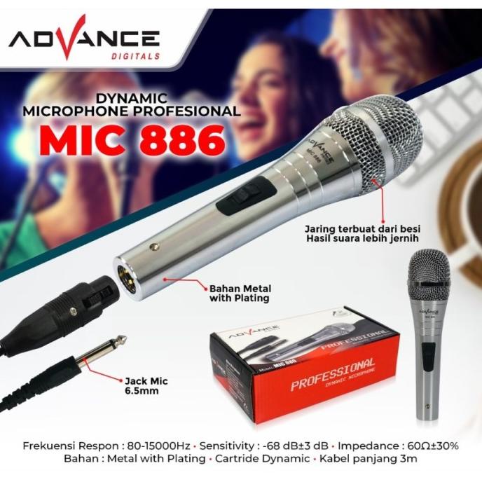 *****] Advance Mic-886 Microphone Profesional Mic Kabel