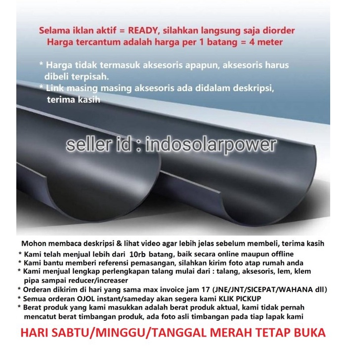 Talang Air Pvc Langgeng Hr 6" 6 Inch 4M 4 Meter Setengah Lingkaran Berkualitas