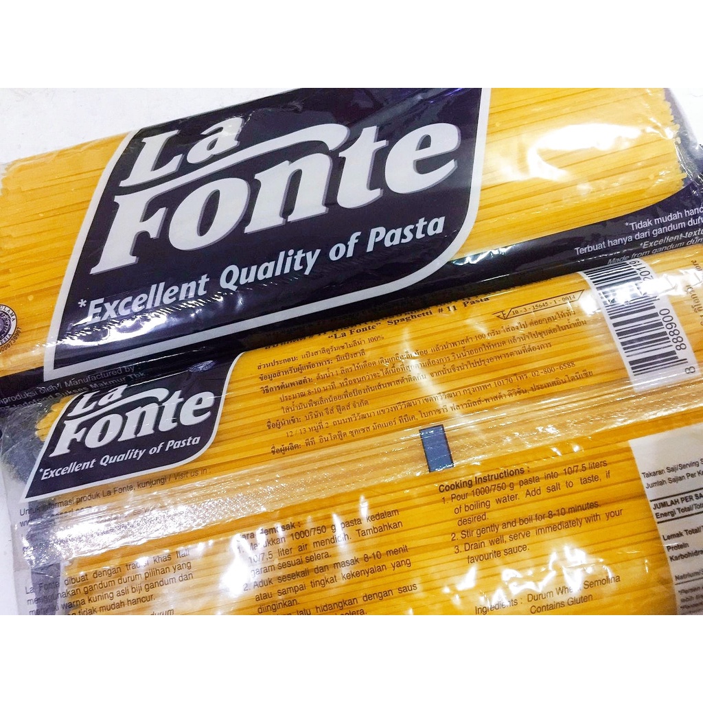 

Spaghetti La Fonte Spaghetti No. 11 Tidak Mudah Hancur - Kemasan 1Kg