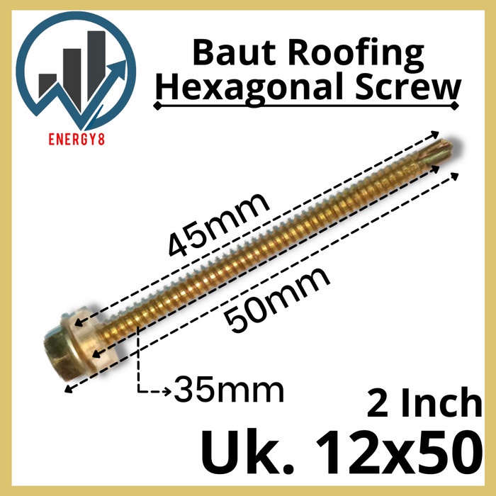 Baut Roofing 12X50 Isi 200 Pcs Sekrup Baja Ringan Baut Rumping Berkualitas