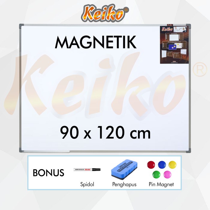 

Papan Tulis Whiteboard Gantung Magnet Single Face Keiko 90 X 120 Cm Berkualitas