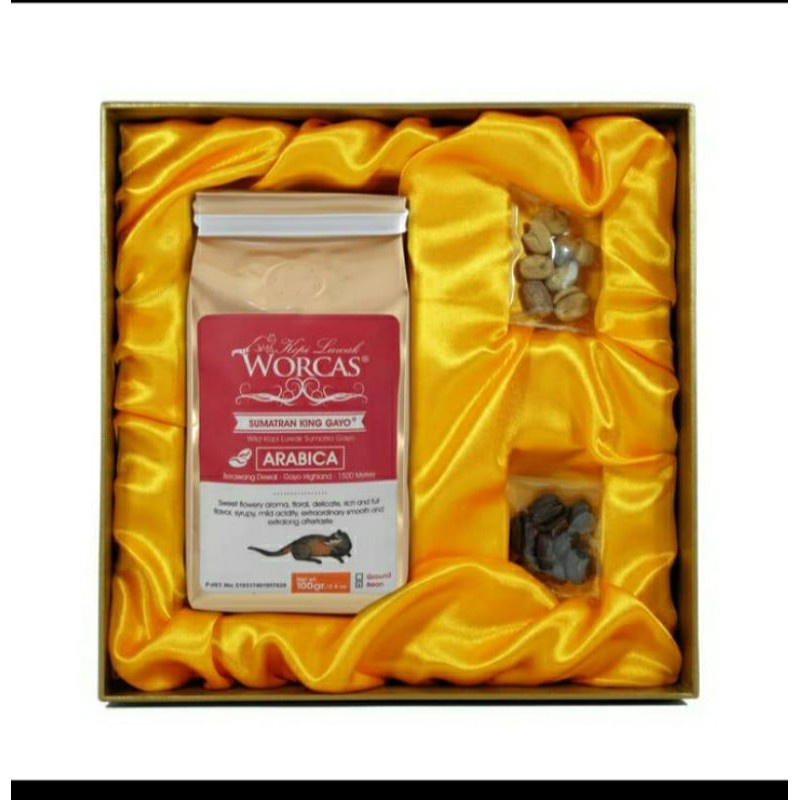 

Worcas Kopi Luwak Liar Arabica Gayo Per 100Gram Box Besar
