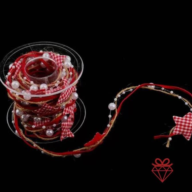 

&<&<&<&] 1 ROLL Pita Manik Bintang Natal - Ribbon Beads Christmas Star PS103