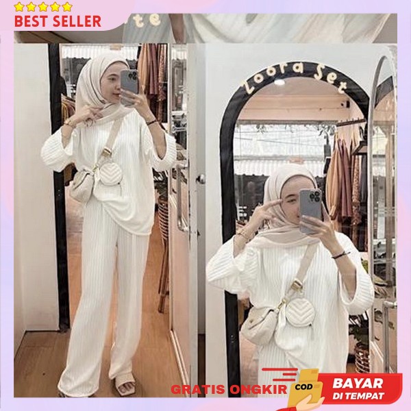 Set Cewek Korean Style Setalan Atasan + Celana Setelan Cwe Model Kekinian Baju Clana Oneset Ootd Bes