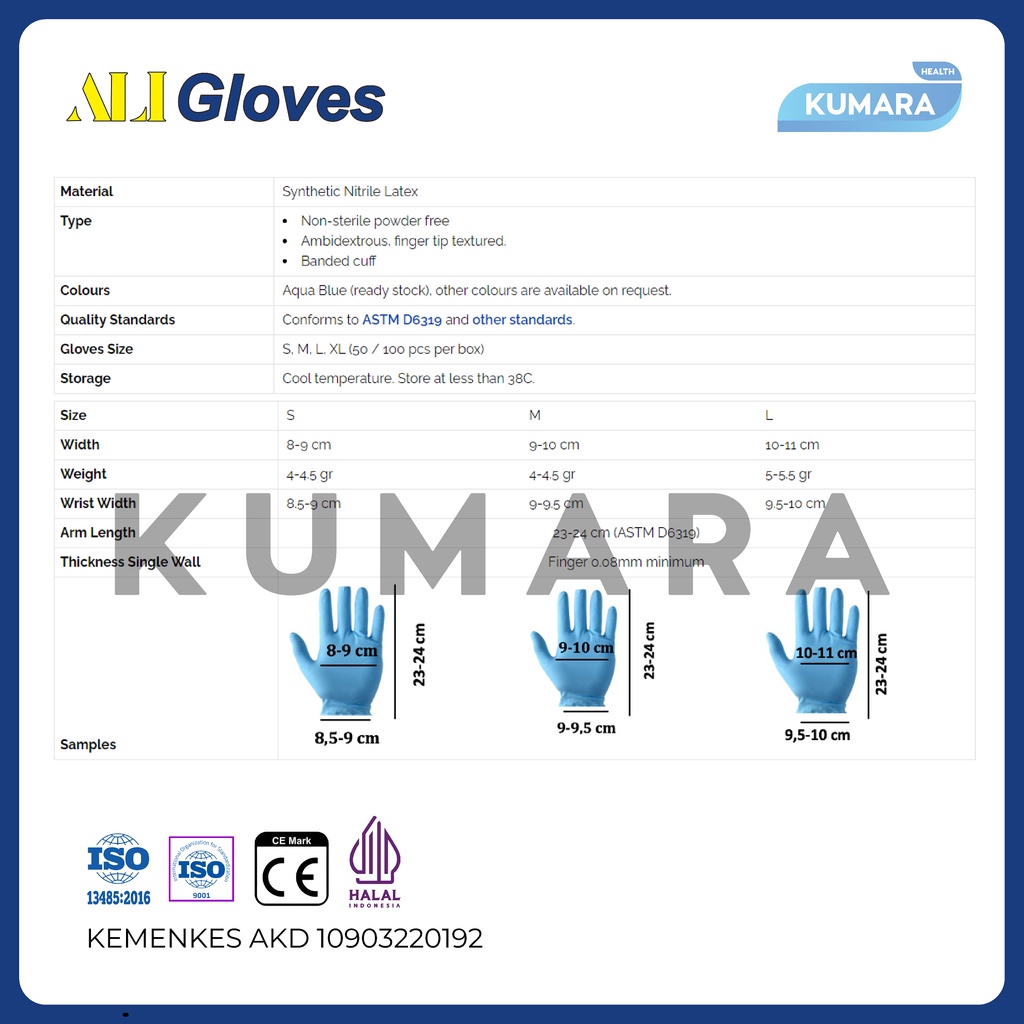 Ali Gloves - Sarung Tangan Nitrile / Nitrile Exanation Gloves Food Grade