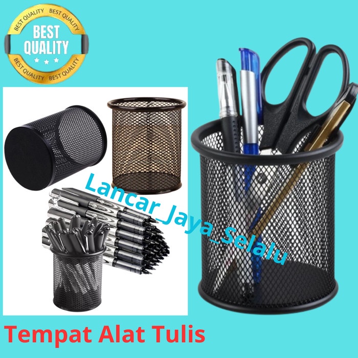 

Tempat Alat Tulis Meja Kantor Holder Pulpen Pensil Bahan Besi Bulat