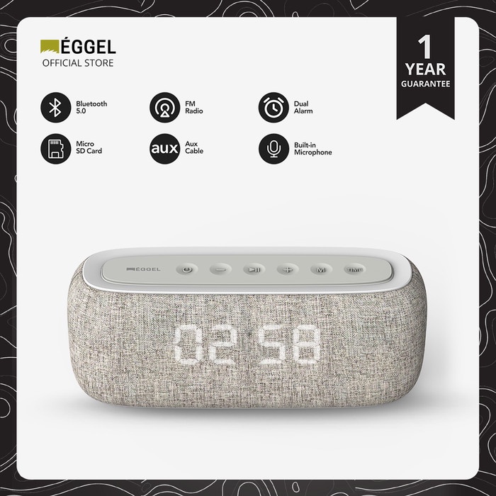 Eggel Home Clock + Radio + Portable Bluetooth Speaker