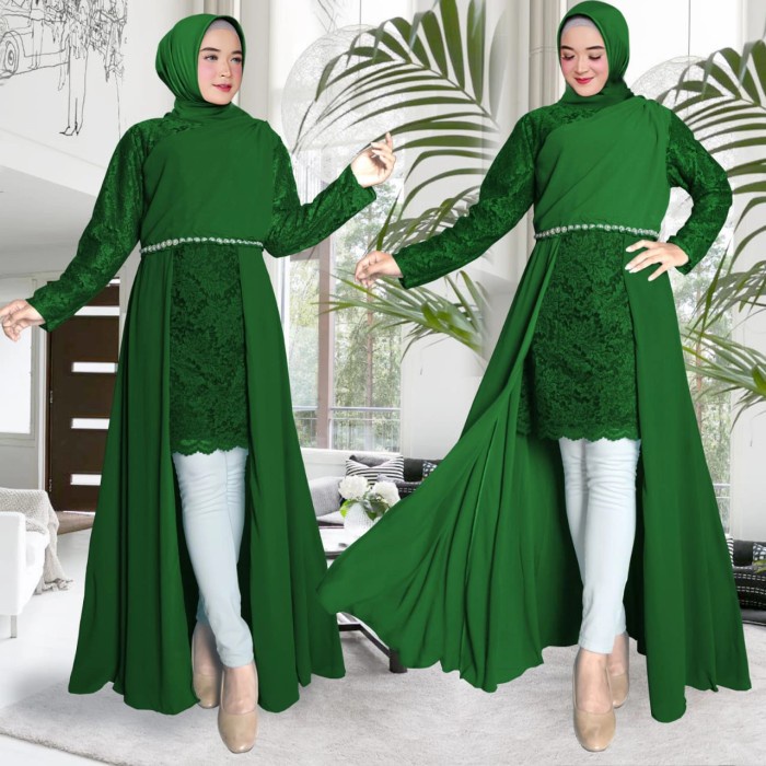 atasan kebaya brokat terbaru hijau atasan tunik kebaya brukat modern