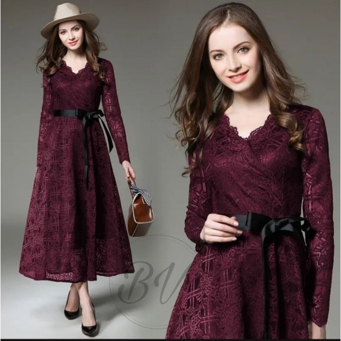 DRESS MAXI BRUKAT TULANG LAPIS FURING / DRESS AGNOLA