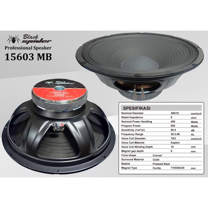 Terlaris Bs 15603 Mb Speaker Komponen Black Spider