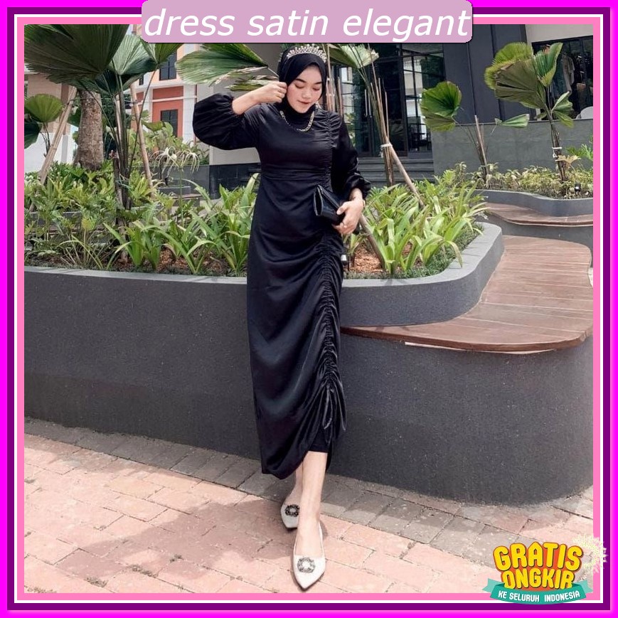 Long Dress Korean Style Hijab Drees Kekinian 2023 Gaun Pesta Muslimah Elegan Gsun Drees Press Body P
