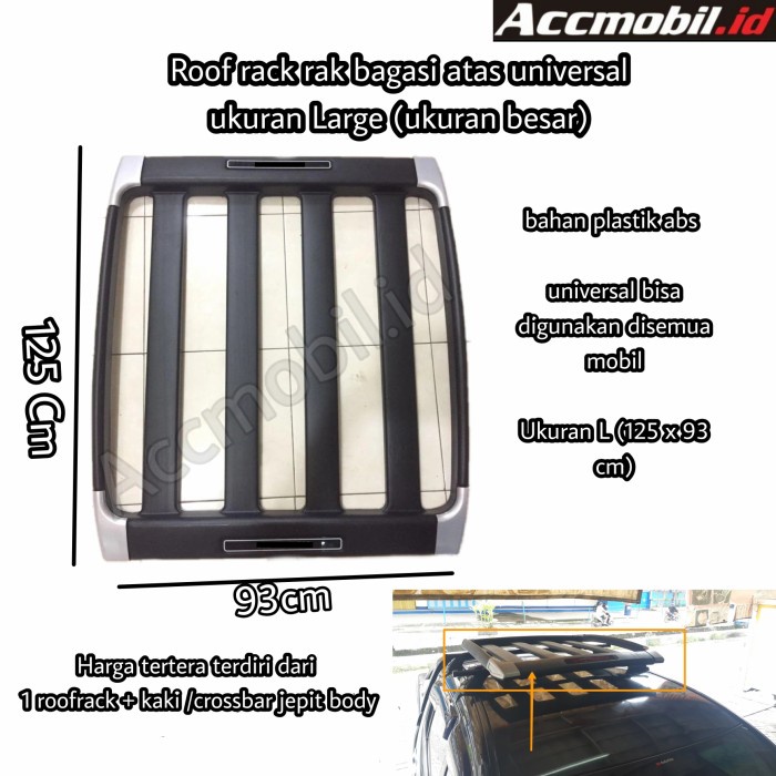 Paket Roof Rack Large Besar Rak Atas Mobil Plus Kaki Jepit Body Terbaik