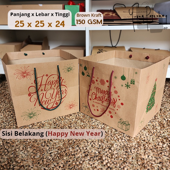 

R Bag Brown Kraft Edisi Natal & Tahun Baru Uk. 25 X 25 X 24 (12 Pcs)