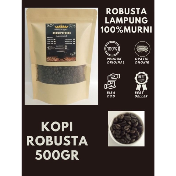 

Kopi Robusta Lampung Biji Kopi 500 gr l Biji Kopi pilihan yang di panen dari kebon sendiri l Biji coffee