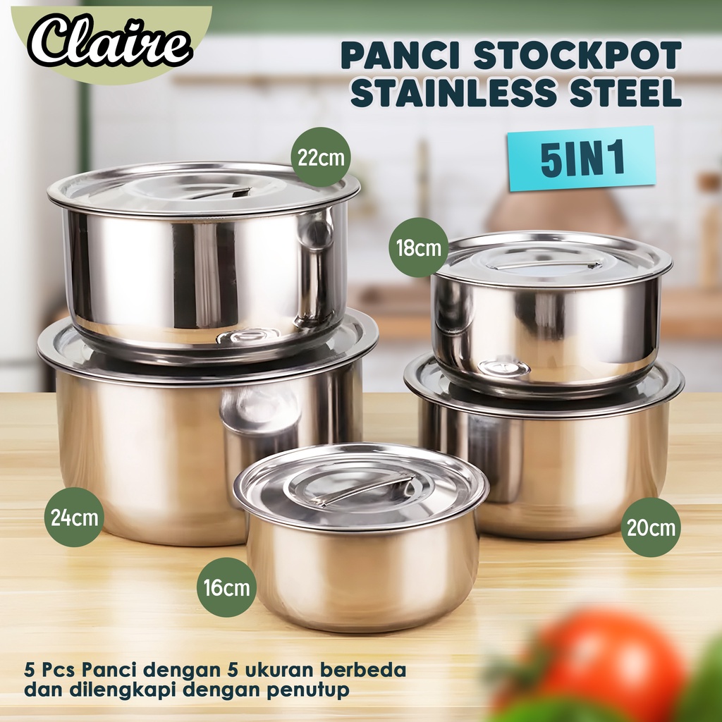 Panci Set Isi 5 Pcs Anti Lengket 13 Promo 3 In 1 Stainless Tebal Murah Paanci Alat Memasak Air Kue M
