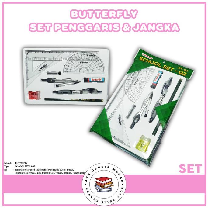 

Ready Butterfly - Paket Lengkap Jangka Penggaris & Pensil Ss 02 - Set Terbaik