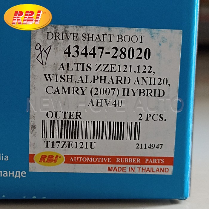 Boot As Roda Luar 28020 RBI Thailand Drive Shaft Outer Corolla Altis TERMURAH
