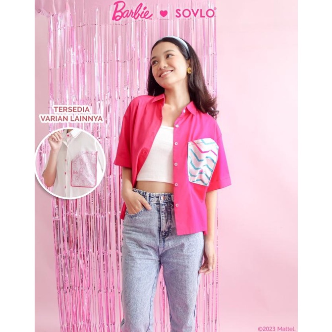 Best Sales Sovlo X Barbie Kelly Oversized Shirt - Kemeja Lengan Pendek Wanita  Berkualitas