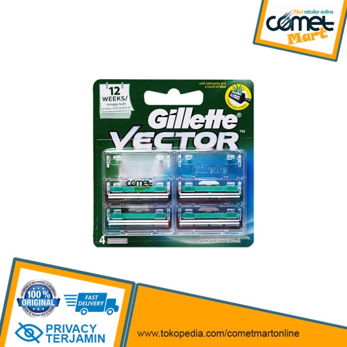 alat cukur rambut REFILL GILLETTE VECTOR ALAT CUKUR. Gillete Gilette Gilete - 4 pcs(P7M8) alat cukur