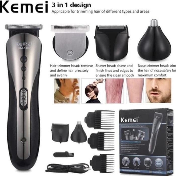 alat cukur rambut CLIPPER PORTABLE KEMEI KM 1407 ALAT CUKUR RAMBUT JENGGOT KUMIS(N4A5) alat cukur ra