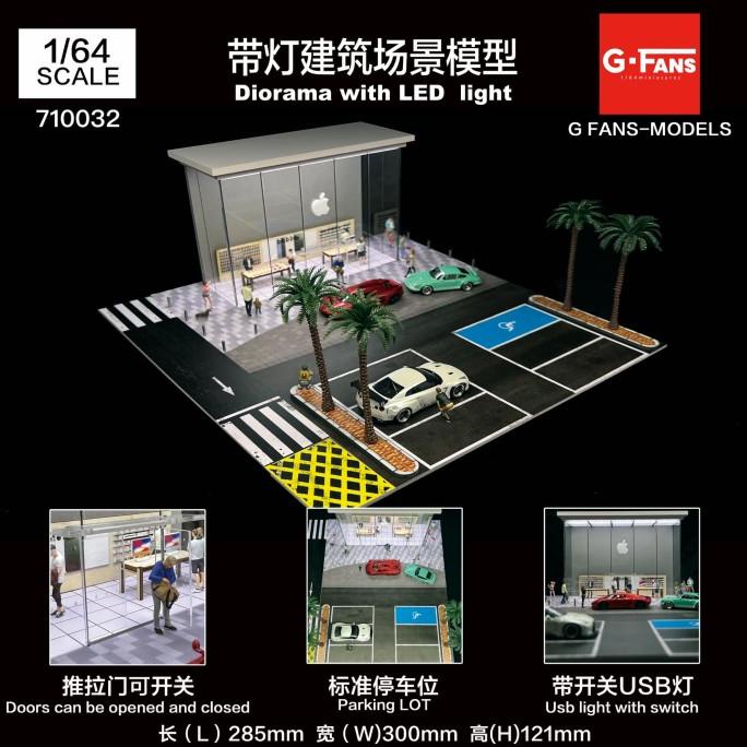 ><><><] G-Fans Models 1/64 Premium Diorama Diecast Apple Store with LED