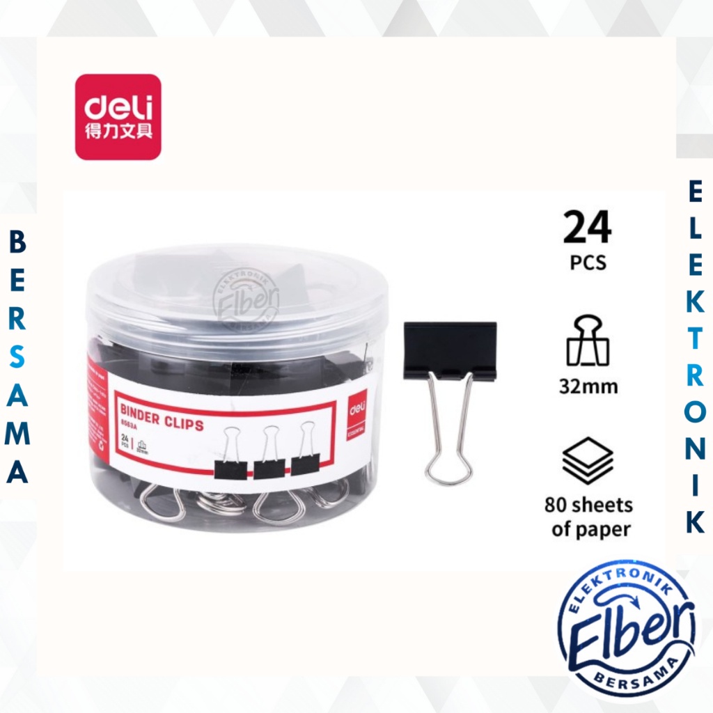 

ELBER DELI046 Klip Binder / Binder Clip - Hitam&Black 24/Tube 32mm E8563A Y1685